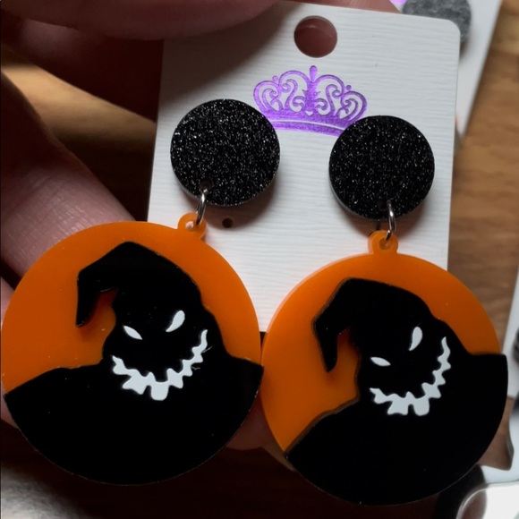 Orange Boogie Man Dangle Earrings - Picture 1 of 8